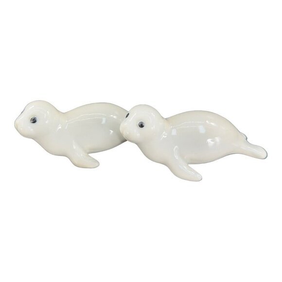 OMC Otagiri Grey Porcelain Ceramic Baby Seal Figurine Japan Vintage W Sticker 2 - Picture 1 of 11